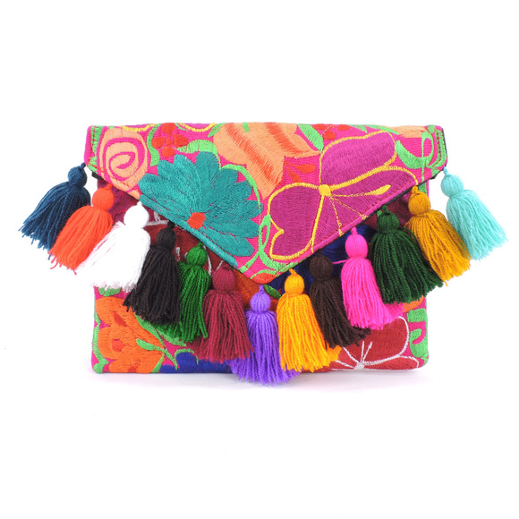 Handmade Boho Crossbody Purse Tassel Embroidered - Picture 2 of 4